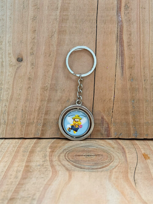 Porte clé rond bleu bizzbee