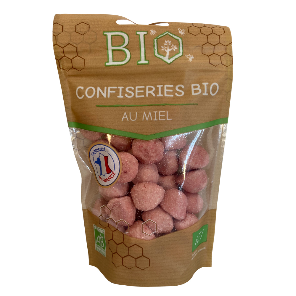 Confiseries BIO au miel goût fraise