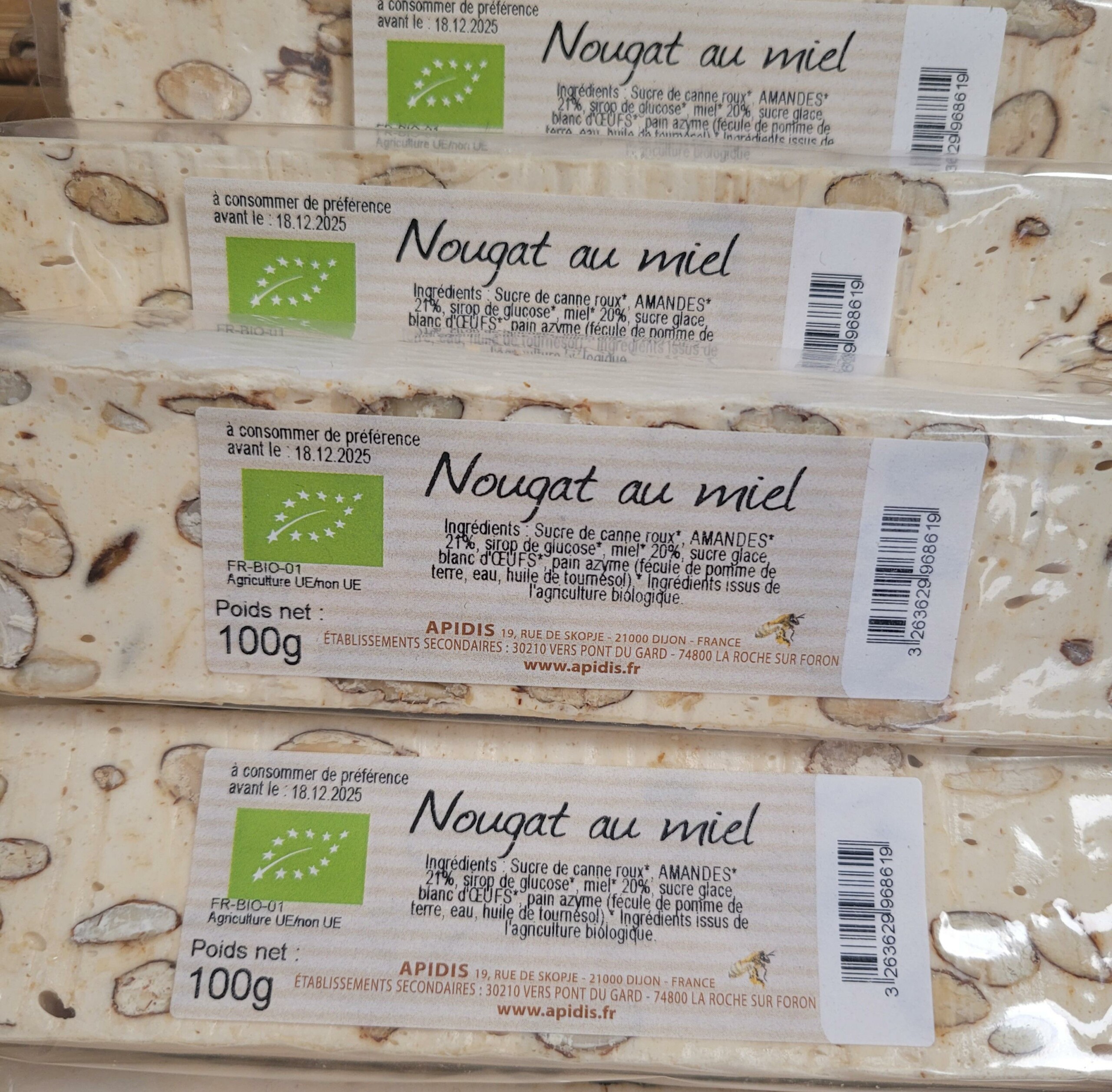 Nougat au miel bio 100g
