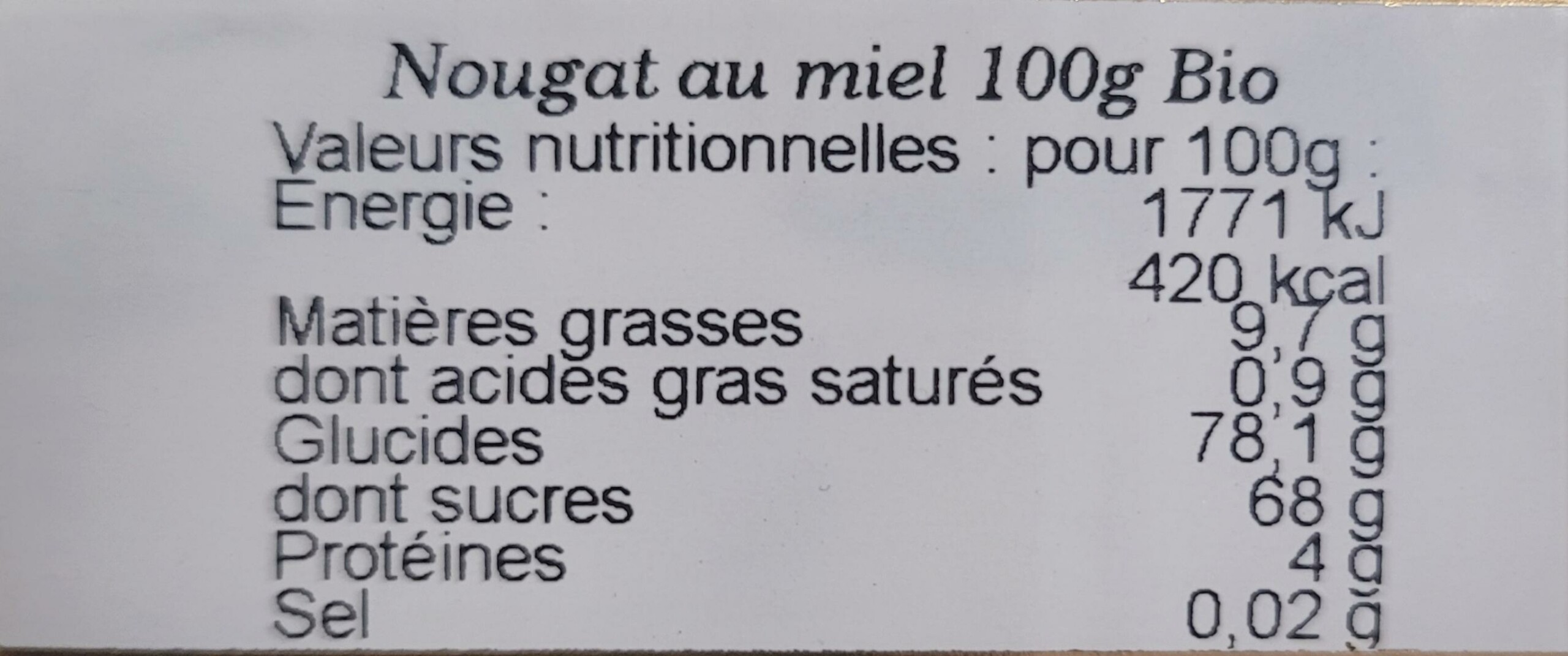 Nougat au miel bio 100g – Image 2